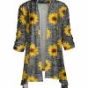 Lily | Gray & Yellow Sunflower Open Cardigan - Plus