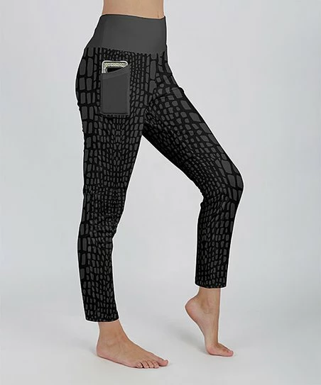 Lily | Gray & Black Abstract Spot Pocket Leggings - Women 1 Lily | Gray & Black Abstract Spot Pocket Leggings - Women