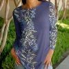 Lily | Lavender & Green Floral Curved-Hem Tunic - Women