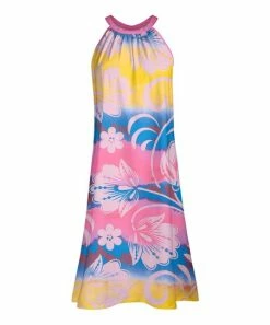 Lily | Yellow & Pink Floral Sleeveless Yoke Dress - Women