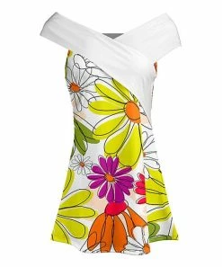 Lily | White & Orange Floral Off-Shoulder Wrap Tunic - Women