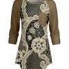Lily | Brown & Black Mandala Long-Sleeve Pocket Tunic - Plus
