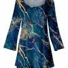 Lily | Blue & Gold Marble Long-Sleeve Tunic - Women