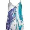 Lily | Purple & Teal Tie-Dye Button-Front Sleeveless Tunic - Plus