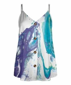 Lily | Purple & Teal Tie-Dye Button-Front Sleeveless Tunic - Plus