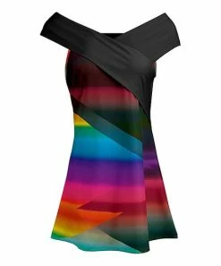 Lily | Black & Red Color Block Off-Shoulder Wrap Tunic - Plus