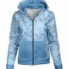 Lily | Aqua & Blue Floral Zip-Up Hoodie - Plus