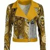 Lily | Gold & Black Paisley Moto Jacket - Plus