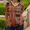 Lily | Rust & Brown Plaid V-Neck Tunic - Plus