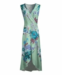 Lily | Mint Floral Sleeveless Surplice Maxi Dress - Women