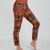 Lily | Brown & Blue Geometric Floral Pocket Leggings - Women