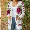 Lily | Pink & Green Peony Snap Cardigan - Women & Plus