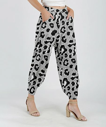 Lily | Gray & Black Leopard Pocket Joggers - Women 1 Lily | Gray & Black Leopard Pocket Joggers - Women