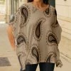 Lily | Mocha & Black Abstract Paisley V-Neck Cape-Sleeve Tunic - Women