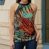 Lily | Black & Red-Orange Tropical Sleeveless Yoke Tunic - Women