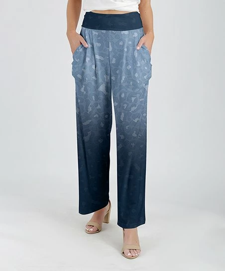 Lily | Blue & Navy Leopard Ombré Pocket Lounge Pants - Plus 1 Lily | Blue & Navy Leopard Ombré Pocket Lounge Pants - Plus