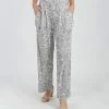 Lily | Gray & White Floral Paisley Pocket Lounge Pants - Plus