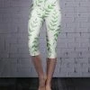 Lily | White & Green Leaves Capri Leggings - Plus