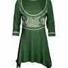 Lily | Green & Cream Geometric Three-Quarter Sleeve Sidetail Tunic - Women