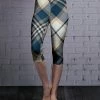 Lily | Navy & Brown Plaid Capri Leggings - Plus