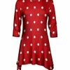 Lily | Red & White Polka Dot Three-Quarter Sleeve Sidetail Tunic - Plus
