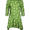 Lily | Green & White Floral Three-Quarter Sleeve Sidetail Tunic - Plus