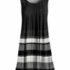 Lily | Black & White Stripe Pleated Sleeveless Tunic - Women