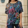 Lily | Black Multicolor Daisy Short-Sleeve Tunic - Plus