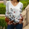 Lily | Brown & White Butterfly V-Neck Long-Sleeve Tunic - Women