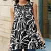 Lily | Black & White Linework Daisy Sleeveless Tunic - Women