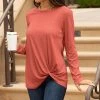 Lily | Coral Knot-Front Long-Sleeve Tunic - Women & Plus