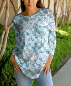 Lily | White & Gray Abstract Three-Quarter Sleeve Tunic - Women