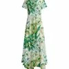 Lily | Green & White Floral Handkerchief Maxi Dress - Women