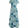 Lily | Blue & White Abstract Handkerchief Maxi Dress - Plus