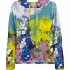 Lily | Yellow & Blue Watercolor Floral Chest-Pocket Hoodie - Women