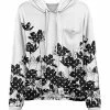 Lily | Black & White Floral Dot Chest-Pocket Hoodie - Plus