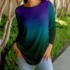 Lily | Purple & Green Ombré Long-Sleeve Tunic - Plus