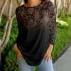Lily | Black & Mocha Floral Long-Sleeve Tunic - Women & Plus