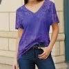 Lily | Purple & Lavender Floral V-Neck Short-Sleeve Tunic - Women