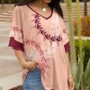 Lily | Pink & Red Birds Layered-Sleeve V-Neck Tunic - Women