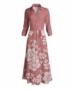 Lily | Pink & White Floral Belted Maxi Shirt Dress - Women & Plus