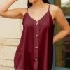 Lily | Paprika Red Button-Accent V-Neck Tank - Plus