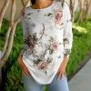 Lily | Rose & White Floral Long-Sleeve Tunic - Plus