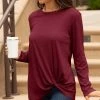 Lily | Red Long-Sleeve Knot-Hem Tunic - Women & Plus