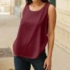 Lily | Red Round Neck Tank - Plus