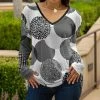 Lily | Black & Gray Abstract Dots V-Neck Long-Sleeve Tunic - Women