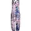Lily | Lavender & Navy Leaf Pocket Racerback Harem Jumpsuit - Women