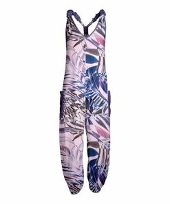 Lily | Lavender & Navy Leaf Pocket Racerback Harem Jumpsuit - Women