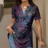 Lily | Purple & Navy Mandala Velvet Notch Neck Tunic - Women