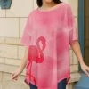 Lily | Pink & Rose Flamingo Curved-Hem Boatneck Tunic - Women